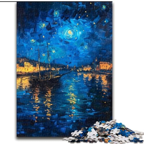 Puzzle 1000 Teile für Erwachsene, Boot unter dem Nachthimmel, Holzpuzzle 26x38cm, Denksportspiel für Teenager Puzzle 1000 Teile für Erwachsene, Boot unter dem Nachthimmel, Holzpuzzle 26x38cm, Denksportspiel für Teenager von ZKYUBEK