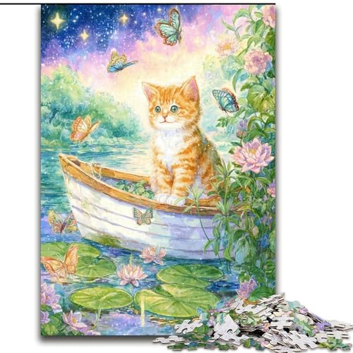 Puzzle 1000 Teile für Erwachsene, Bootfahrende Katze, Holzpuzzle, 26x38cm, perfekt für Halloween, Weihnachten, Geburtstagsgeschenk Puzzle 1000 Teile für Erwachsene, Bootfahrende Katze, Holzpuzzle, 26x38cm, perfekt für Halloween, Weihnachten, Geburtstagsgeschenk von ZKYUBEK
