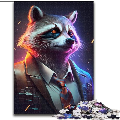 Puzzle 1000 Teile für Erwachsene, Boss Waschbär im Anzug, Papppuzzle, Größe 26x38cm, für Reiseliebhaber und Paare, anspruchsvolles Spielzeug von ZKYUBEK
