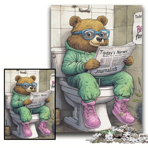 Puzzle 1000 Teile für Erwachsene, Brown Bear Go Toilet, Papppuzzle für Erwachsene, 26x38cm, Spaß für den Familienspielabend, dekoratives Kunstwerk zum Selbermachen von ZKYUBEK