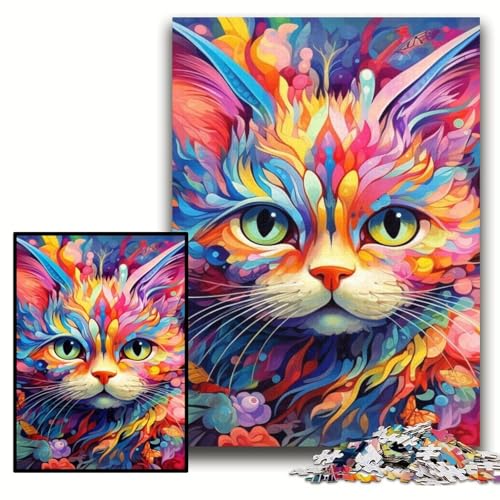 Puzzle 1000 Teile für Erwachsene, Bunte psychedelische Katze, anspruchsvolle Puzzles, 50x75cm, perfekt für Teenager und zur Heimdekoration Puzzle 1000 Teile für Erwachsene, Bunte psychedelische Katze, anspruchsvolle Puzzles, 50x75cm, perfekt für Teenager und zur Heimdekoration von ZKYUBEK