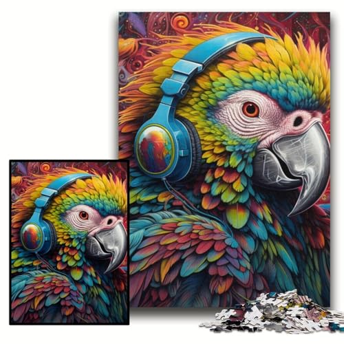 Puzzle 1000 Teile für Erwachsene, Bunter Papagei, Holzpuzzle, 50x75cm, ideal für Verliebte, perfektes Weihnachts-, Neujahrs- oder Valentinstagsgeschenk von ZKYUBEK
