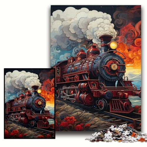 Puzzle 1000 Teile für Erwachsene, Bunter Zug, anspruchsvolle Puzzles, 50x75cm, perfekt für Teenager und zur Heimdekoration Puzzle 1000 Teile für Erwachsene, Bunter Zug, anspruchsvolle Puzzles, 50x75cm, perfekt für Teenager und zur Heimdekoration von ZKYUBEK