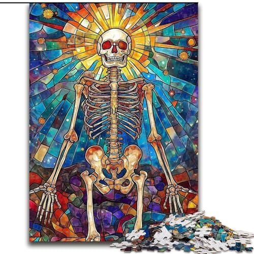 Puzzle 1000 Teile für Erwachsene, Buntglas-Totenkopf-Puzzle aus Pappe, 26x38cm, DIY-Dekoration, Gehirn-Herausforderung, für Erwachsene, Familie Puzzle 1000 Teile für Erwachsene, Buntglas-Totenkopf-Puzzle aus Pappe, 26x38cm, DIY-Dekoration, Gehirn-Herausforderung, für Erwachsene, Familie von ZKYUBEK