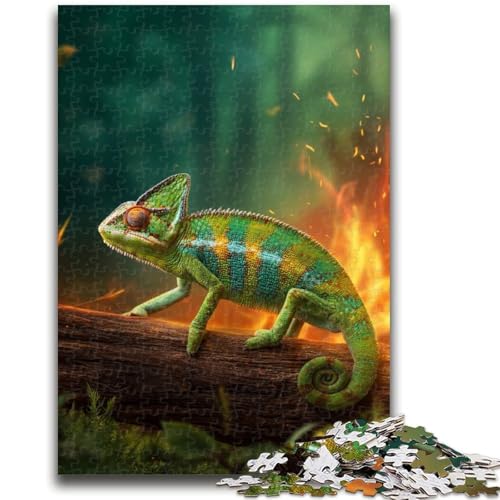 Puzzle 1000 Teile für Erwachsene, Chamäleon im Wald, Elefantenspielzeug, Denkspiel, Geburtstagsgeschenk, Geschenke, Wandkunst für Kinder ab 14 Jahren, 50x75cm von ZKYUBEK