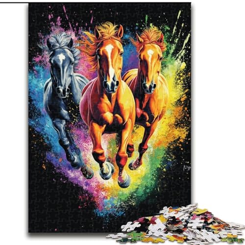 Puzzle 1000 Teile für Erwachsene, DREI Pferde, 50x75cm, anspruchsvolles Denkspiel für Teenager, unterhaltsames interaktives Spiel für die ganze Familie von ZKYUBEK