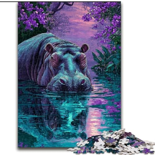 Puzzle 1000 Teile für Erwachsene, Dschungel-Nilpferd, Holzpuzzle 50x75cm, für Reiseliebhaber und Paare, anspruchsvolles Spielzeug Puzzle 1000 Teile für Erwachsene, Dschungel-Nilpferd, Holzpuzzle 50x75cm, für Reiseliebhaber und Paare, anspruchsvolles Spielzeug von ZKYUBEK