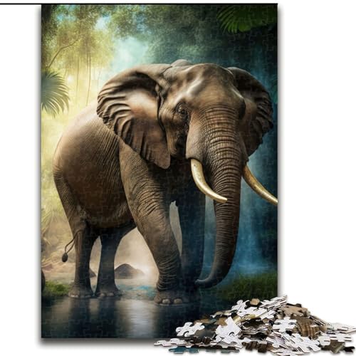Puzzle 1000 Teile für Erwachsene, Elefanten-Tier-Puzzle aus Holz, Größe 50x75cm, für Reiseliebhaber und Paare, anspruchsvolles Spielzeug von ZKYUBEK