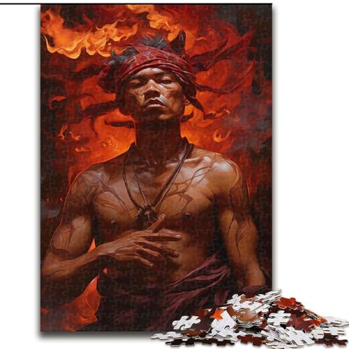 Puzzle 1000 Teile für Erwachsene, Episches Fantasy-Feuermagier-Rot, Puzzlegröße 26x38cm, Interaktives Familienspiel, Denksportaufgabe, Lernspielzeug von ZKYUBEK