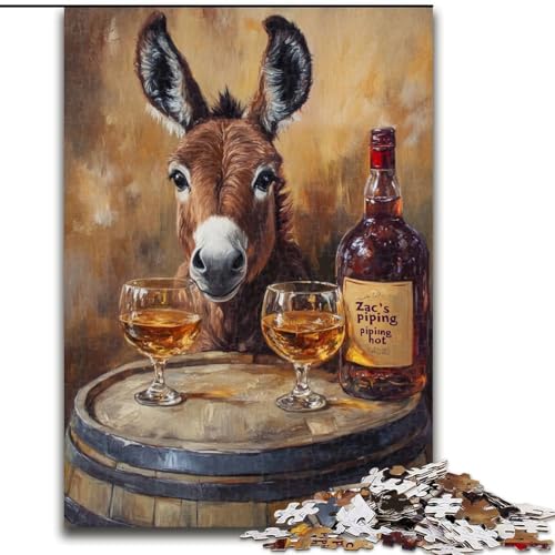 Puzzle 1000 Teile für Erwachsene, Esel auf einem Weinfass, Puzzle 50x75cm, interaktives Familienspiel, Denksportaufgabe, Lernspielzeug von ZKYUBEK