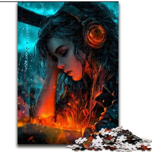 Puzzle 1000 Teile für Erwachsene, Frau hört Musik, Holzpuzzle, 50x75cm, perfekte Dekoration für Zuhause oder das Büro Puzzle 1000 Teile für Erwachsene, Frau hört Musik, Holzpuzzle, 50x75cm, perfekte Dekoration für Zuhause oder das Büro von ZKYUBEK