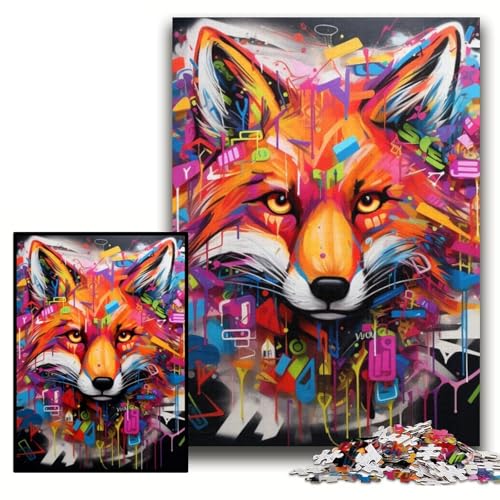 Puzzle 1000 Teile für Erwachsene, Fuchs-Graffiti, Unmögliches Puzzle für Erwachsene, 26x38cm, Teenager, Paare und Freunde zum Geburtstag, zu Weihnachten Puzzle 1000 Teile für Erwachsene, Fuchs-Graffiti, Unmögliches Puzzle für Erwachsene, 26x38cm, Teenager, Paare und Freunde zum Geburtstag, zu Weihnachten von ZKYUBEK