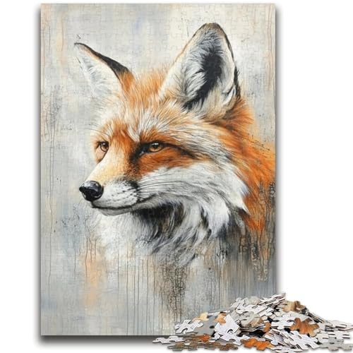 Puzzle 1000 Teile für Erwachsene, Fuchskunst, Stressabbau mit vollständig ineinandergreifenden, zufällig geformten Teilen für Kinder ab 14 Jahren, 26x38cm von ZKYUBEK