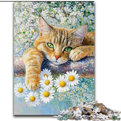 Puzzle 1000 Teile für Erwachsene, Gänseblümchen- und Katzen-Holzpuzzle, 26x38cm, für Reiseliebhaber und Paare, anspruchsvolles Spielzeug Puzzle 1000 Teile für Erwachsene, Gänseblümchen- und Katzen-Holzpuzzle, 26x38cm, für Reiseliebhaber und Paare, anspruchsvolles Spielzeug von ZKYUBEK