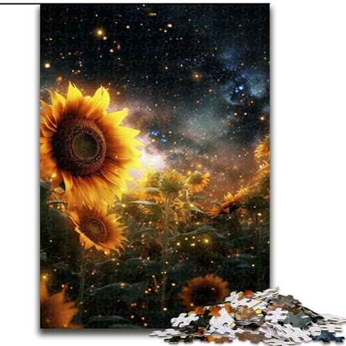 Puzzle 1000 Teile für Erwachsene, Galaxien, Sonnenblumen, Holzpuzzle, Größe 50x75cm, anspruchsvolles Denkspiel – entspannendes Spielzeug für Teenager von ZKYUBEK