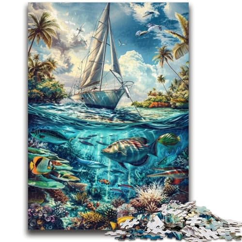 Puzzle 1000 Teile für Erwachsene, Geschenk, Schiff, das auf dem Ozean segelt, Familienspiel, Stressabbau, schwierige Herausforderung, EIN Kunstwerk für Kinder ab 14 Jahren, 26x38cm von ZKYUBEK