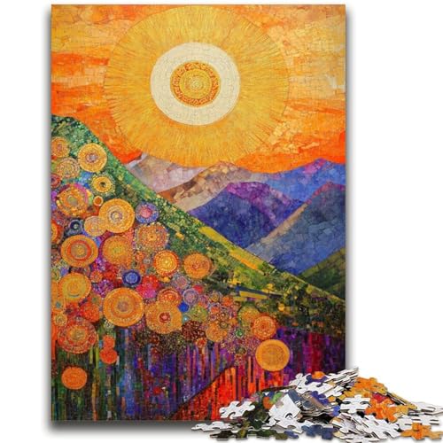 Puzzle 1000 Teile für Erwachsene, Geschenke, Sonnenuntergangsmalerei, Berge, Dekomprimierendes intellektuelles Lernspielzeug, Geburtstagsgeschenk, Geschenke, Wandkunst, 26x38cm von ZKYUBEK