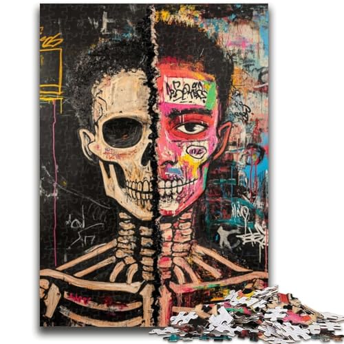 Puzzle 1000 Teile für Erwachsene, Geschenke, Totenkopf im Basquiat-Stil, geeignet für Kinder ab 14 Jahren, Lernspiele für Zuhause, DIY-Spielzeug, Kunstwerk, Geschenk, 50x75cm Puzzle 1000 Teile für Erwachsene, Geschenke, Totenkopf im Basquiat-Stil, geeignet für Kinder ab 14 Jahren, Lernspiele für Zuhause, DIY-Spielzeug, Kunstwerk, Geschenk, 50x75cm von ZKYUBEK