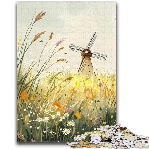 Puzzle 1000 Teile für Erwachsene, Geschenke für Bauernhof-Windmühle, geeignet für Kinder ab 14 Jahren, Lernspiele für Zuhause, DIY-Spielzeug, Kunstwerk, Geschenk, 26x38cm von ZKYUBEK