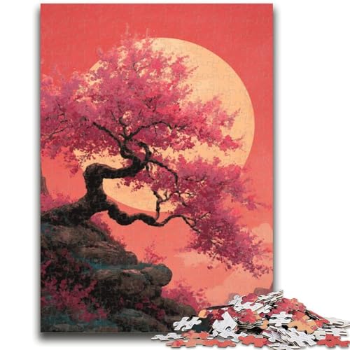 Puzzle 1000 Teile für Erwachsene, Geschenke: Kirschblütenbäume bei Sonnenuntergang, Familienspiel zum Stressabbau, schwierige Herausforderung, EIN Kunstwerk für Kinder ab 14 Jahren, 26x38cm von ZKYUBEK