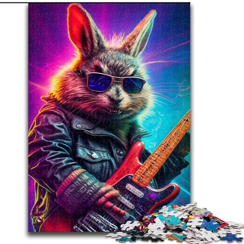 Puzzle 1000 Teile für Erwachsene, Gitarren-Kaninchen-Puzzle, Größe 26x38cm, Teenager, Paare und Freunde zum Geburtstag, zu Weihnachten von ZKYUBEK