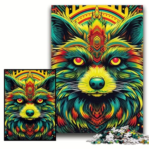 Puzzle 1000 Teile für Erwachsene, Grüner Waschbär, Puzzle für Erwachsene, 50x75cm, perfekt für Familienspaß an Weihnachten, Thanksgiving, Geburtstagen und Ostern Puzzle 1000 Teile für Erwachsene, Grüner Waschbär, Puzzle für Erwachsene, 50x75cm, perfekt für Familienspaß an Weihnachten, Thanksgiving, Geburtstagen und Ostern von ZKYUBEK