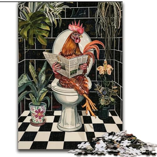 Puzzle 1000 Teile für Erwachsene, Hahn in der Toilette, Holzpuzzle, 26x38cm, perfekt für Halloween, Weihnachten, Geburtstagsgeschenk Puzzle 1000 Teile für Erwachsene, Hahn in der Toilette, Holzpuzzle, 26x38cm, perfekt für Halloween, Weihnachten, Geburtstagsgeschenk von ZKYUBEK