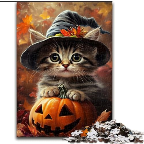 Puzzle 1000 Teile für Erwachsene, Halloween-Kätzchen-Puzzle, 50x75cm, farbenfrohe Heimdekoration und interaktives Familienspiel von ZKYUBEK