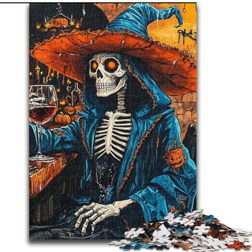 Puzzle 1000 Teile für Erwachsene, Halloween-Skelett, Holzpuzzle, 26x38cm, Teenager, Paare und Freunde zum Geburtstag, zu Weihnachten Puzzle 1000 Teile für Erwachsene, Halloween-Skelett, Holzpuzzle, 26x38cm, Teenager, Paare und Freunde zum Geburtstag, zu Weihnachten von ZKYUBEK
