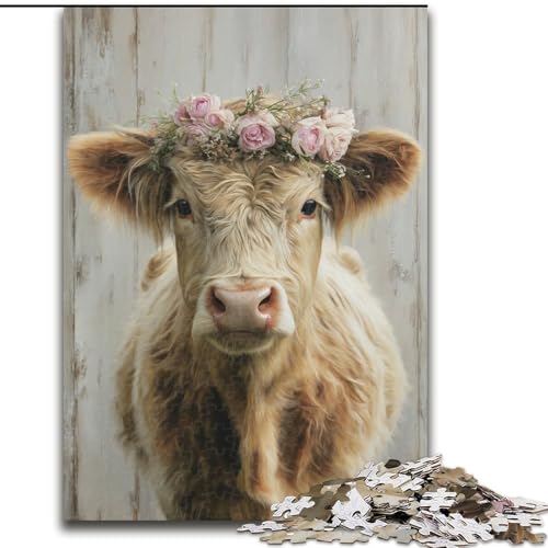Puzzle 1000 Teile für Erwachsene, Highland Cow, Holzpuzzle 50x75cm, für Reiseliebhaber und Paare, anspruchsvolles Spielzeug Puzzle 1000 Teile für Erwachsene, Highland Cow, Holzpuzzle 50x75cm, für Reiseliebhaber und Paare, anspruchsvolles Spielzeug von ZKYUBEK