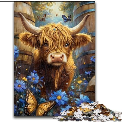 Puzzle 1000 Teile für Erwachsene, Highland Yak, Holzpuzzle, 50x75cm, perfekt für Halloween, Weihnachten, Geburtstagsgeschenk von ZKYUBEK