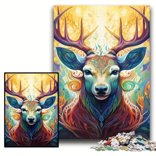 Puzzle 1000 Teile für Erwachsene, Hirsch, psychedelische Kunst, anspruchsvolle Puzzles, 50x75cm, perfekt für Teenager und zur Heimdekoration Puzzle 1000 Teile für Erwachsene, Hirsch, psychedelische Kunst, anspruchsvolle Puzzles, 50x75cm, perfekt für Teenager und zur Heimdekoration von ZKYUBEK