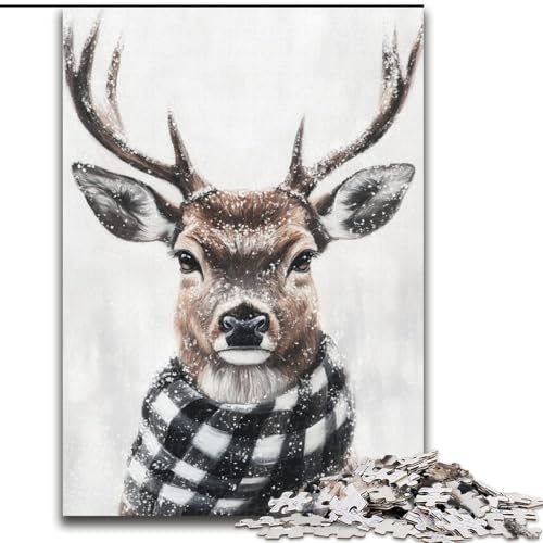 Puzzle 1000 Teile für Erwachsene, Hirsch im Winter, Unmögliches Puzzle für Erwachsene, 50x75cm, für Heimdekoration, Gehirntraining Puzzle 1000 Teile für Erwachsene, Hirsch im Winter, Unmögliches Puzzle für Erwachsene, 50x75cm, für Heimdekoration, Gehirntraining von ZKYUBEK