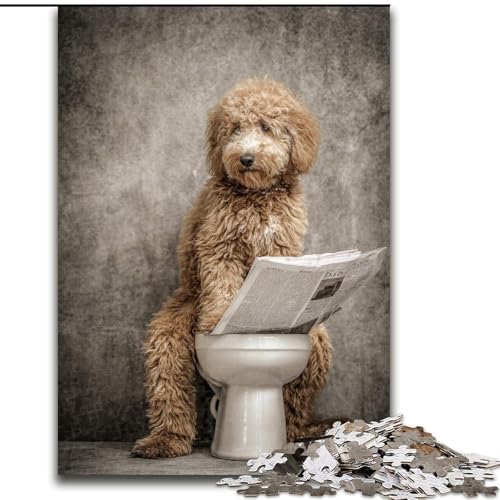Puzzle 1000 Teile für Erwachsene, Hund auf der Toilette, Holzpuzzle, 26x38cm, perfekt für Halloween, Weihnachten, Geburtstagsgeschenk Puzzle 1000 Teile für Erwachsene, Hund auf der Toilette, Holzpuzzle, 26x38cm, perfekt für Halloween, Weihnachten, Geburtstagsgeschenk von ZKYUBEK
