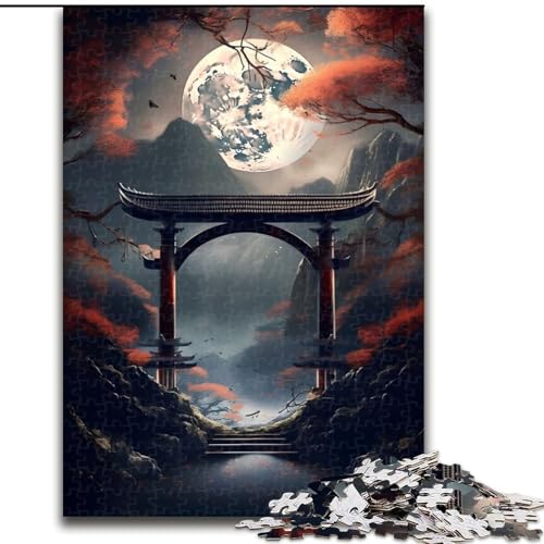 Puzzle 1000 Teile für Erwachsene, Japanisches Fantasy-Mondtor, Größe 50x75cm, Interaktives Familienspiel, Denksportaufgabe, Lernspielzeug von ZKYUBEK