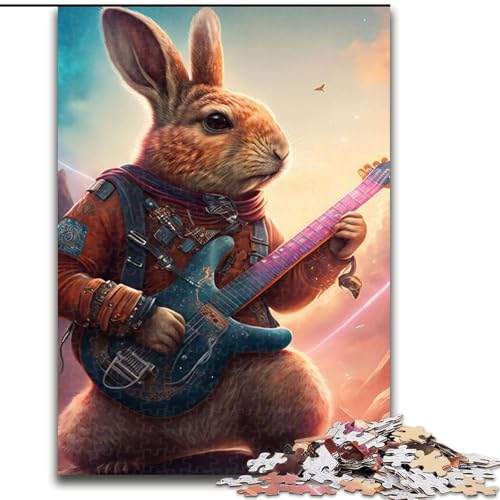 Puzzle 1000 Teile für Erwachsene, Kaninchen, Gitarre, Tier, Kartonpuzzle, Größe 26x38cm, für Reiseliebhaber und Paare, anspruchsvolles Spielzeug von ZKYUBEK