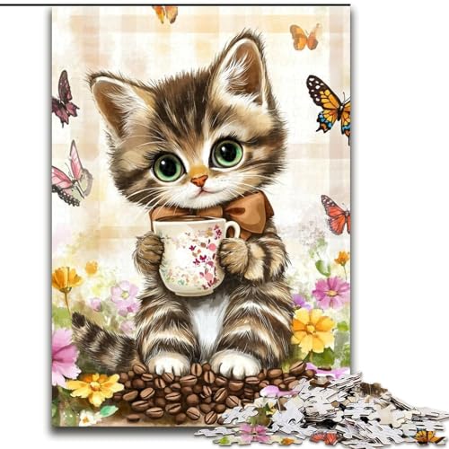 Puzzle 1000 Teile für Erwachsene, Katze umgeben von Schmetterlingen, Holzpuzzle 26x38cm, für Reiseliebhaber und Paare, anspruchsvolles Spielzeug Puzzle 1000 Teile für Erwachsene, Katze umgeben von Schmetterlingen, Holzpuzzle 26x38cm, für Reiseliebhaber und Paare, anspruchsvolles Spielzeug von ZKYUBEK