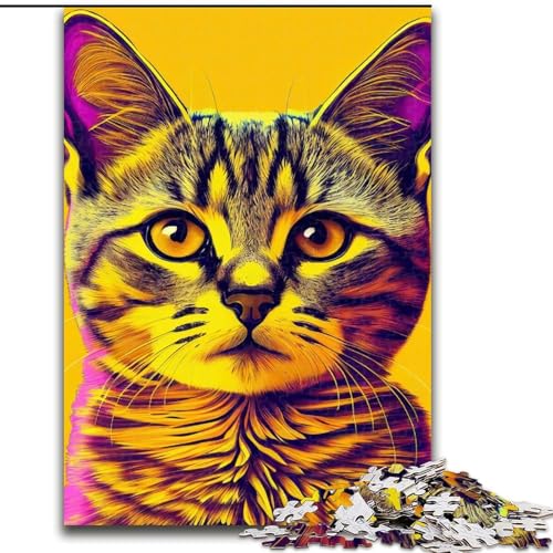 Puzzle 1000 Teile für Erwachsene, Katzen-Pop-Art-Tiergesicht, Holzpuzzle, Größe 50x75cm, für Feiertage, Geburtstage und Familienspieleabende Puzzle 1000 Teile für Erwachsene, Katzen-Pop-Art-Tiergesicht, Holzpuzzle, Größe 50x75cm, für Feiertage, Geburtstage und Familienspieleabende von ZKYUBEK