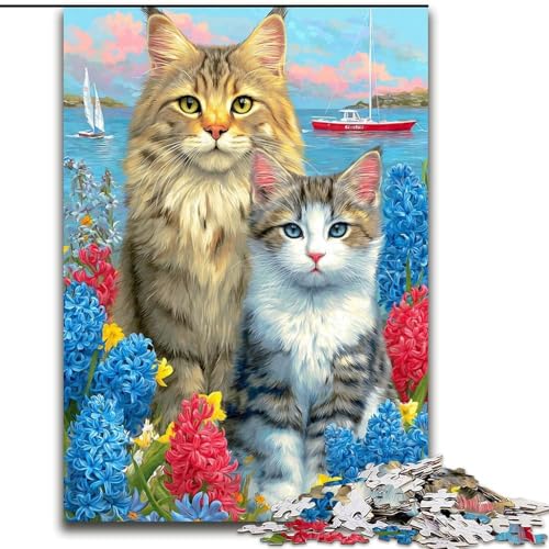 Puzzle 1000 Teile für Erwachsene, Katzenpaar, Holzpuzzle 26x38cm, für Reiseliebhaber und Paare, anspruchsvolles Spielzeug Puzzle 1000 Teile für Erwachsene, Katzenpaar, Holzpuzzle 26x38cm, für Reiseliebhaber und Paare, anspruchsvolles Spielzeug von ZKYUBEK