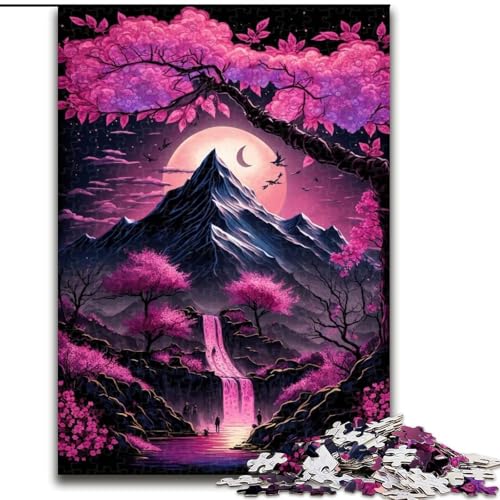 Puzzle 1000 Teile für Erwachsene, Kirschblütenberg, Unmögliches Puzzle für Erwachsene, Größe 26x38cm, für Heimdekoration, Gehirntraining Puzzle 1000 Teile für Erwachsene, Kirschblütenberg, Unmögliches Puzzle für Erwachsene, Größe 26x38cm, für Heimdekoration, Gehirntraining von ZKYUBEK