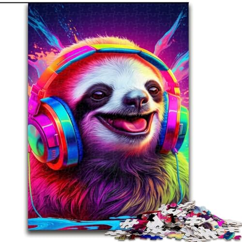 Puzzle 1000 Teile für Erwachsene, Kunst, Tierfaultier, Holzpuzzle, Größe 50x75cm, anspruchsvolles Denkspiel – entspannendes Spielzeug für Teenager von ZKYUBEK