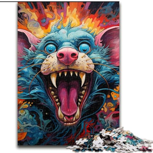 Puzzle 1000 Teile für Erwachsene, Kunst, Tiermaus, Holzpuzzle, Größe 50x75cm, anspruchsvolles Denkspiel – entspannendes Spielzeug für Teenager von ZKYUBEK