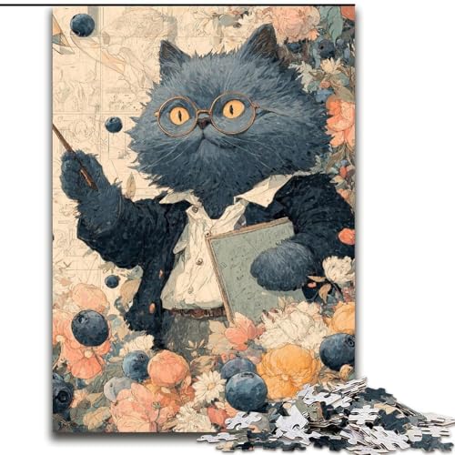 Puzzle 1000 Teile für Erwachsene, Lehrer, Katze, Holzpuzzle, 50x75cm, perfekt für Halloween, Weihnachten, Geburtstagsgeschenk von ZKYUBEK
