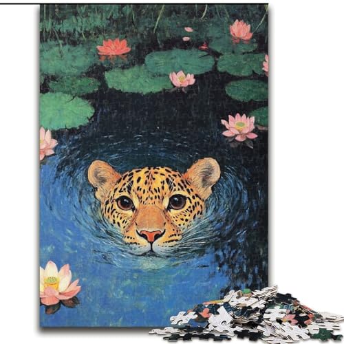 Puzzle 1000 Teile für Erwachsene, Leopard im Wasser, Holzpuzzle, 26x38cm, Denksportspiel für Teenager Puzzle 1000 Teile für Erwachsene, Leopard im Wasser, Holzpuzzle, 26x38cm, Denksportspiel für Teenager von ZKYUBEK