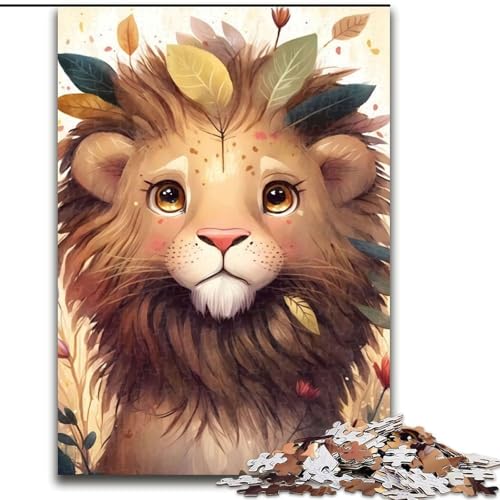 Puzzle 1000 Teile für Erwachsene, Löwe, Aquarell, unmögliches Puzzle für Erwachsene, Größe 50x75cm, farbenfrohe Heimdekoration und interaktives Familienspiel von ZKYUBEK