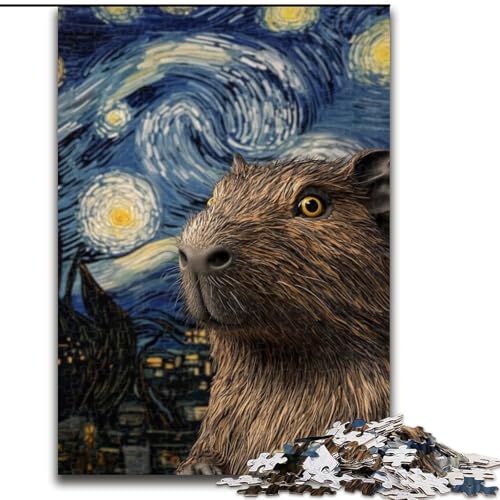 Puzzle 1000 Teile für Erwachsene, Nachthimmel, Capibara, Holzpuzzle, 26x38cm, Teenager, Paare und Freunde zum Geburtstag, zu Weihnachten Puzzle 1000 Teile für Erwachsene, Nachthimmel, Capibara, Holzpuzzle, 26x38cm, Teenager, Paare und Freunde zum Geburtstag, zu Weihnachten von ZKYUBEK