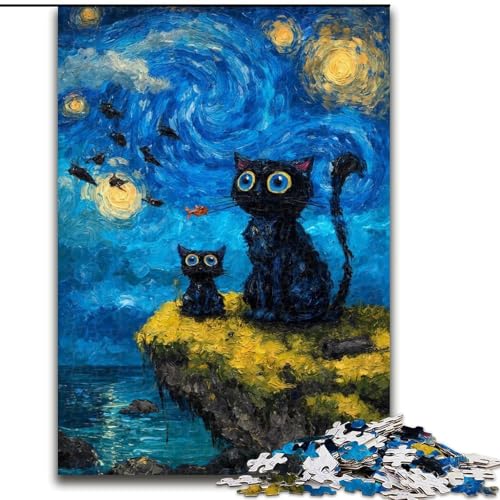 Puzzle 1000 Teile für Erwachsene, Nachthimmel, Van Goghs Katze, Holzpuzzle, 26x38cm, Teenager, Paare und Freunde zum Geburtstag, zu Weihnachten Puzzle 1000 Teile für Erwachsene, Nachthimmel, Van Goghs Katze, Holzpuzzle, 26x38cm, Teenager, Paare und Freunde zum Geburtstag, zu Weihnachten von ZKYUBEK