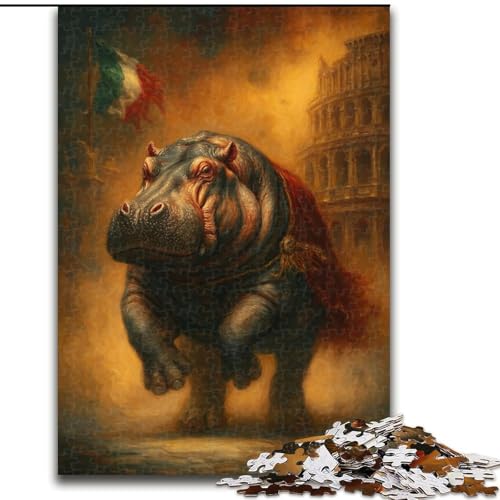 Puzzle 1000 Teile für Erwachsene, Nashornkämpfer, Holzpuzzle, 50x75cm, Heimdekoration, Denksportspiel für Teenager und Familieninteraktion von ZKYUBEK