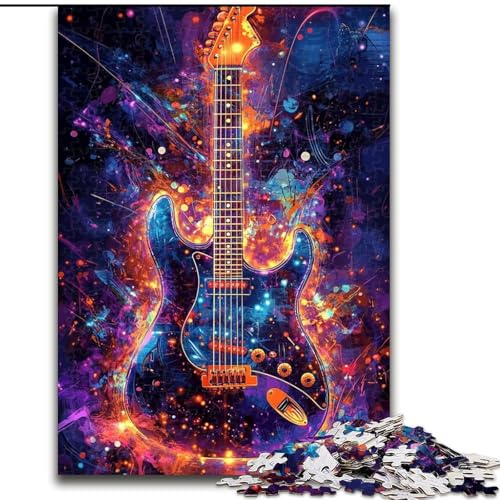 Puzzle 1000 Teile für Erwachsene, Neon-Gitarren-Puzzles für Erwachsene, 26x38cm, Heimdekoration und Urlaubsspaß von ZKYUBEK