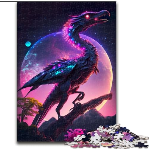 Puzzle 1000 Teile für Erwachsene, Neon-Märchen-Dinosaurier, Papppuzzle, Größe 26x38cm, für Reiseliebhaber und Paare, anspruchsvolles Spielzeug von ZKYUBEK